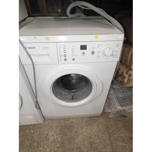 92 - BOSCH 1200 CLASSIX WSHING MACHINE - WARRANTED UNTIL NOON TUES FOLLOWING THE ABOVE SALE