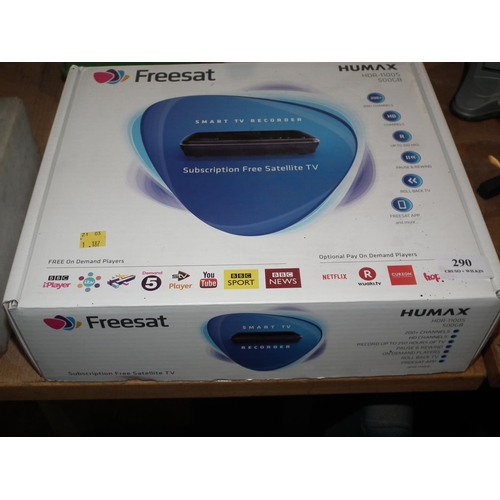 290 - HUMAX FREESAT & 2 REMOTES (NO POWER LEAD) - WARRANTED UNTIL NOON TUES FOLLOWING THE ABOVE SALE