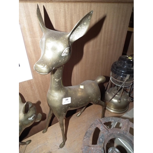 300 - 2 BRASS DEER 13'' X 22'' TALL