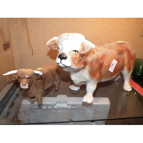 318 - BESWICK BULL A/F & LARGE ORNAMENT