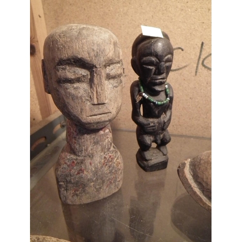 322 - QTY CARVED WOODEN AFRICAN/TRIBAL FIGURES ETC.