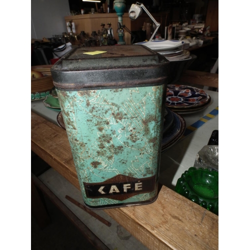 337 - COFFEE GRINDER & OLD TIN