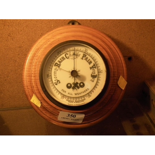 350 - WOODEN MOUNTED OXO BAROMETER