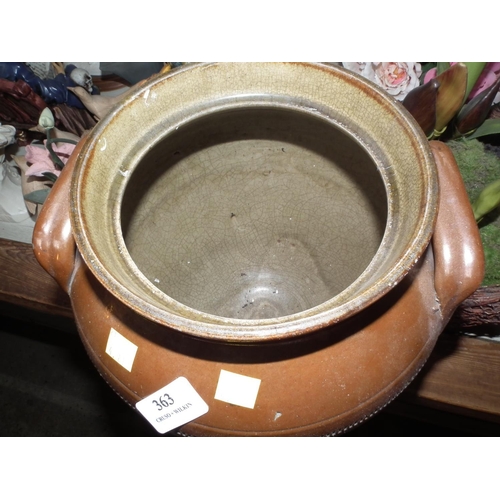 363 - LARGE GLAZED URN/POT (NO LID)