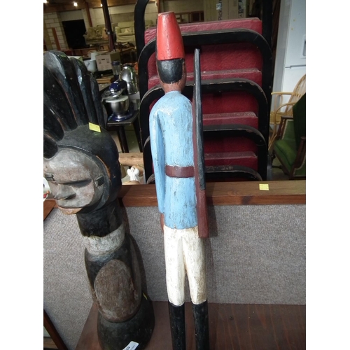 369 - AFRICAN CARVED TALL ORNAMENT & 1 OTHER