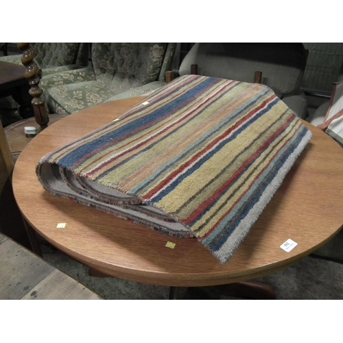 414 - RUSSET MULTI STRIPE WOOL PILE RUG 240 X 70