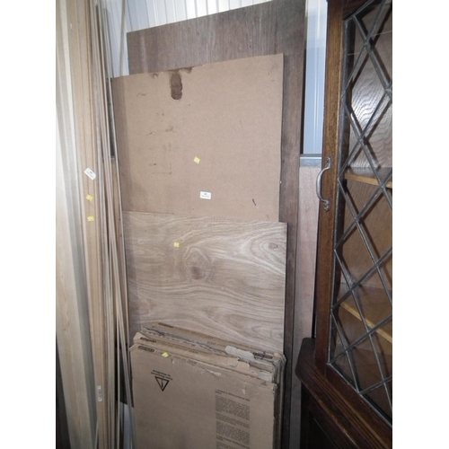 42 - QTY OF VARIOUS PLY BOARD &  5 BEECH STYLE DOORS