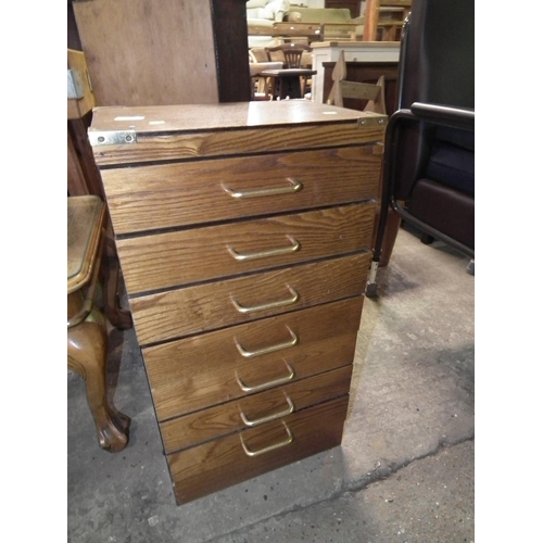 478 - SMALL 7 DRAWER MILITARY STYLE CHEST OF DRAWERS