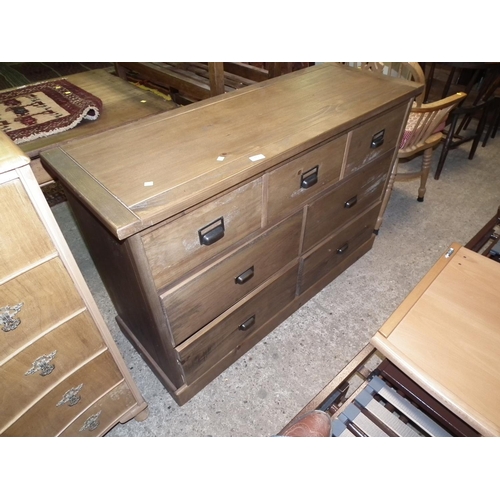 489 - MODERN PINE 7 DRAWER SIDEBOARD