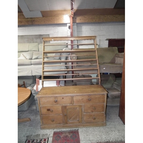 503 - ANTIQUE PINE DRESSER & PLATE RACK