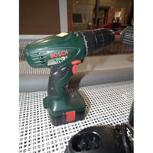 55 - 2 X CORDLESS DRILLS WITH CHARGERS (1 X BOSCH & 1 X POWER CRAFT) - WARRANTED UNTIL 12 NOON ON TUESDAY... 