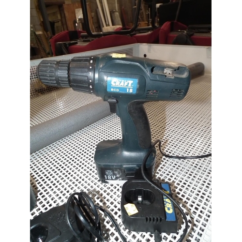 55 - 2 X CORDLESS DRILLS WITH CHARGERS (1 X BOSCH & 1 X POWER CRAFT) - WARRANTED UNTIL 12 NOON ON TUESDAY... 