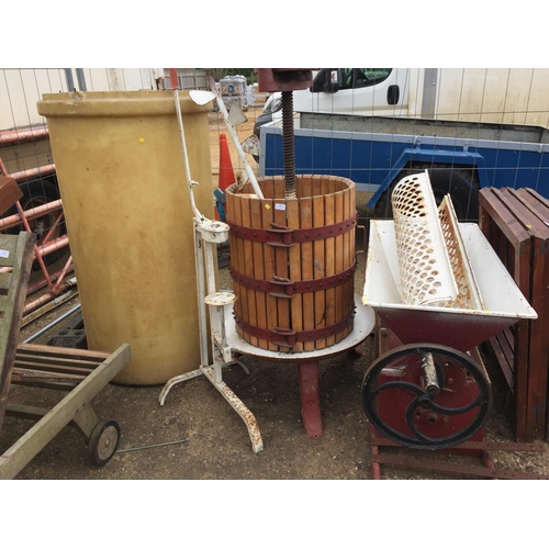 16 - CIDER PRESS WITH GRINDER/BOTTLE CORKER ETC