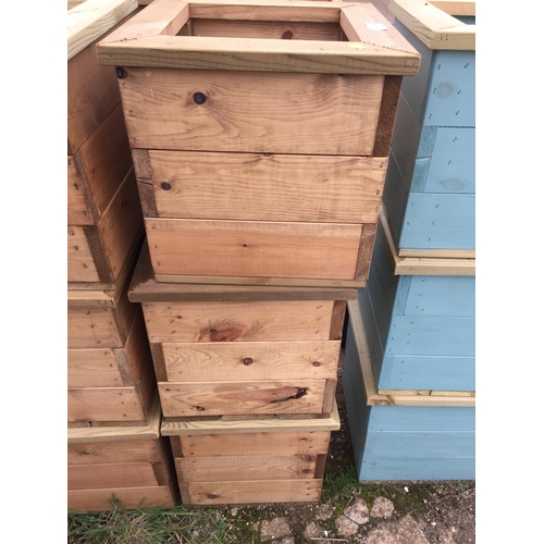 34 - 3 WOODEN PLANTERS