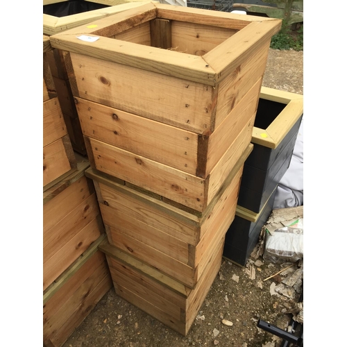 36 - 3 WOODEN PLANTERS