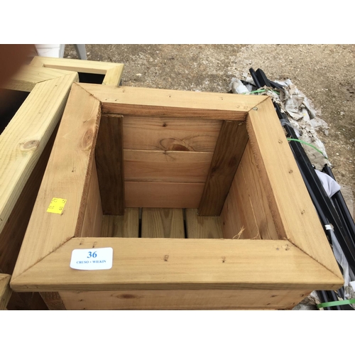 36 - 3 WOODEN PLANTERS