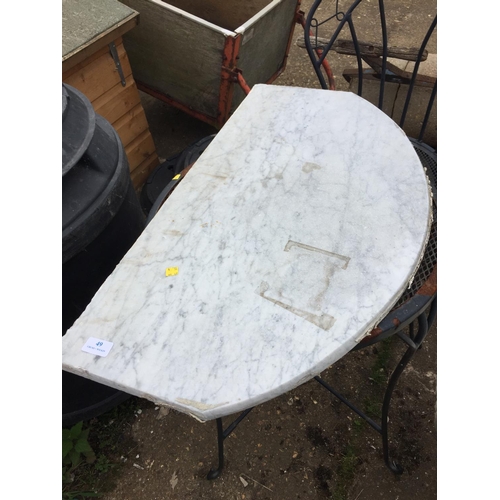 49 - GARDEN TABLE WITH 2 CHAIRS & 1 PIECE OF MARBLE