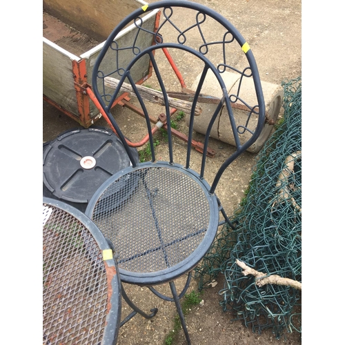 49 - GARDEN TABLE WITH 2 CHAIRS & 1 PIECE OF MARBLE