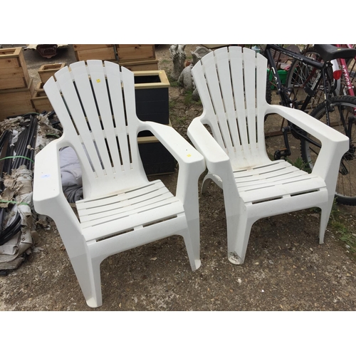 50 - 2 LARGE WHITE GARDEN CHAIRS