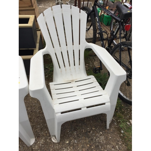 50 - 2 LARGE WHITE GARDEN CHAIRS