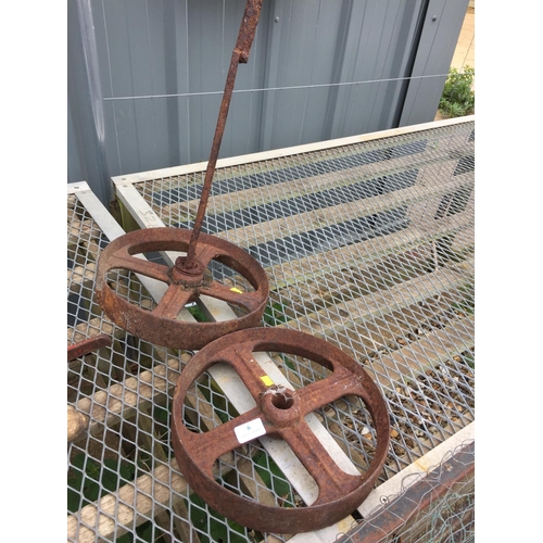 6 - PAIR OF VINTAGE CAST WHEELS