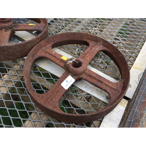 6 - PAIR OF VINTAGE CAST WHEELS