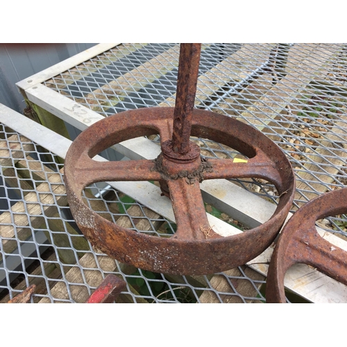 6 - PAIR OF VINTAGE CAST WHEELS