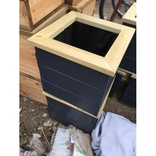 37A - 2 GREY WOODEN PLANTERS