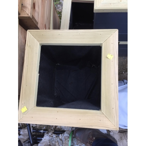 37A - 2 GREY WOODEN PLANTERS