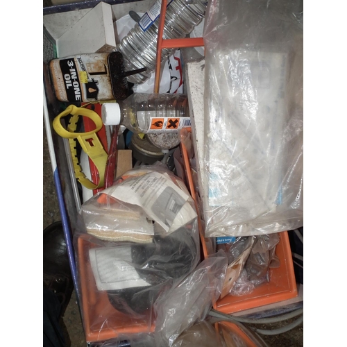 128 - LARGE QUANTITY OF GARAGE/SHED MISC. TOOLS, SCREWS ETC.