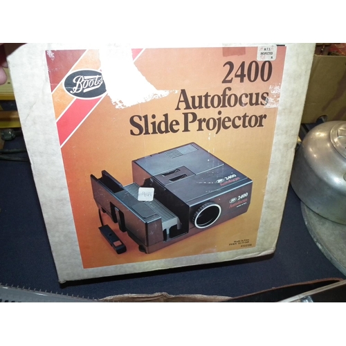 161 - SUPER 8 CINE PROJECTOR & SLIDE PROJECTOR TABLE ETC.