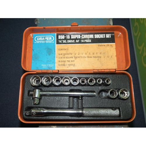 185 - DRAPER SOCKET SET, PLANER, AMPLIFIER, STOCKS & DIES