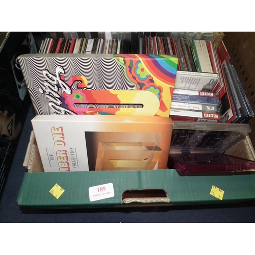 189 - BOX OF DVD'S, CD'S & CASSETTES