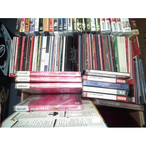 189 - BOX OF DVD'S, CD'S & CASSETTES