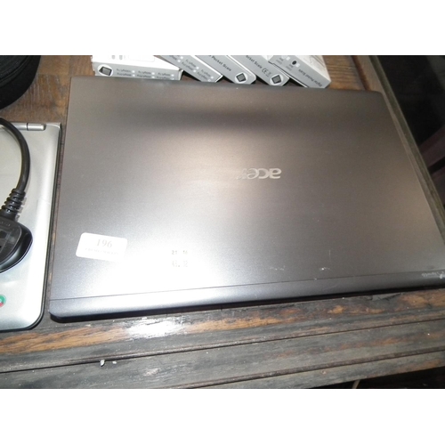 196 - ACER LAPTOP - WARRANTED UNTIL NOON TUES FOLLOWING THE ABOVE SALE