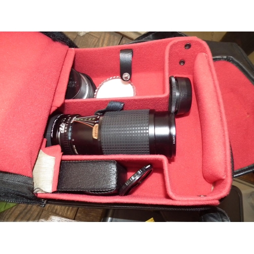 201 - 1 X PAIR OF BINNOCULARS & CAMERA LENS