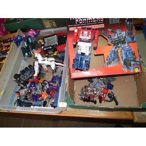 232 - TRANSFORMERS JOB LOT INCLUDING POWERBLAST OPTIMUS PRIME WITH BOX