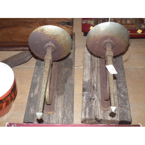 313 - PAIR OF RUSTIC/METAL WALL CANDLE HOLDERS