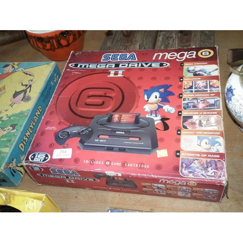 314 - BOXED SEGA MEGA DRIVE - WARRANTED UNTIL NOON TUES FOLLOWING THE ABOVE SALE