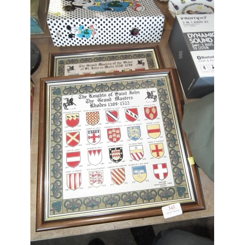 343 - 2 X MASONIC FRAMED TILES