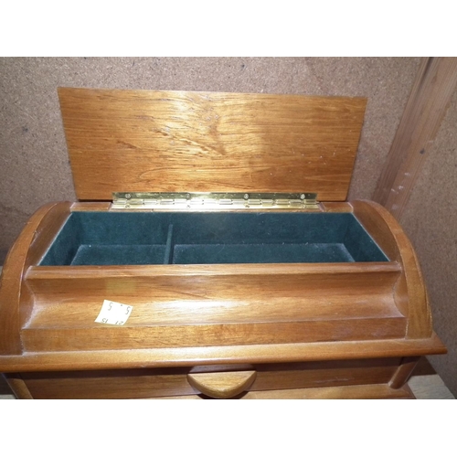 358 - BLACK DRAWERS AND JEWELLERY BOX