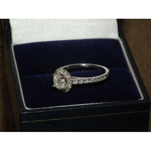 369 - 14ct WHITE GOLD RING WITH STONES