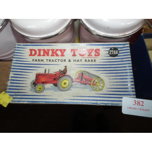 382 - BOXED DINKY TOYS FARM TRACTOR & HAY RACK (27AK)