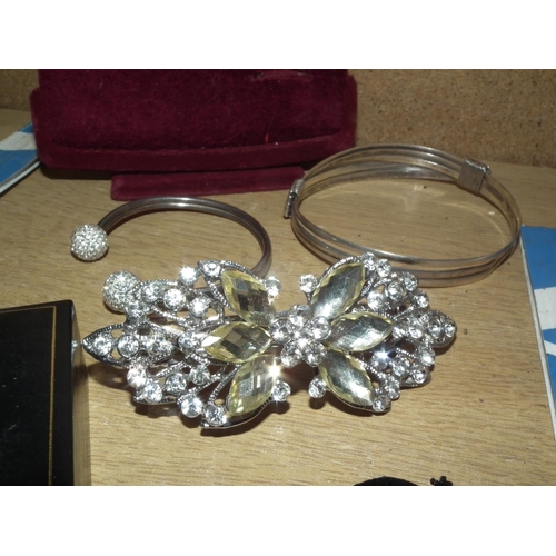 408 - SILVER NECKLACE, BANGLE,  EARRINGS & OTHERS