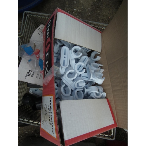 43 - PLUMBING BITS, CAGES, LEAD BIT, SCREWS ETC.