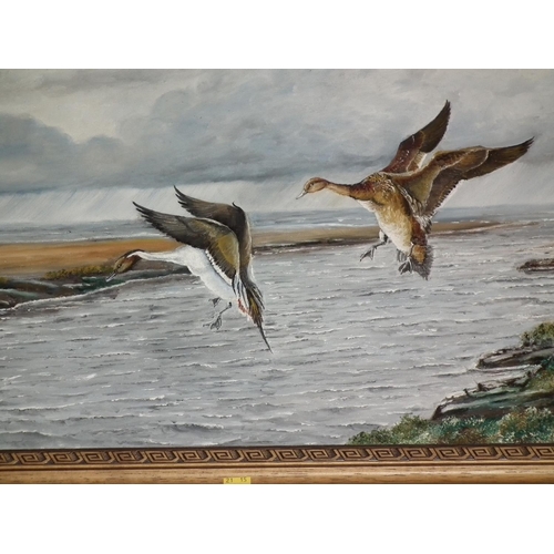 451 - SIGNED PAINTING GEESE IN THE WASH