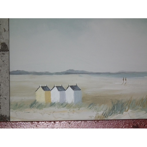 453 - BEACH SCENE OIL ON CANVAS