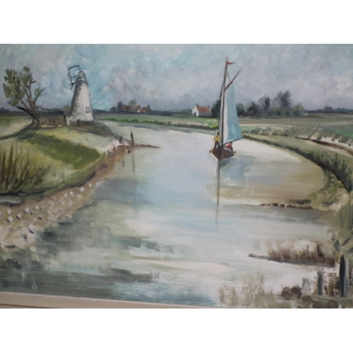 462 - SIGNED PAINTING NORFOLK BROADS SCENE