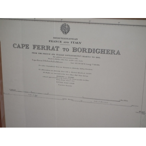 466 - LARGE MAP OF CAPE FERRAT TO BORDIGHERA