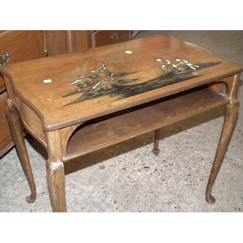 540A - WOODEN ORIENTAL STYLE SIDE TABLE WITH SHELF